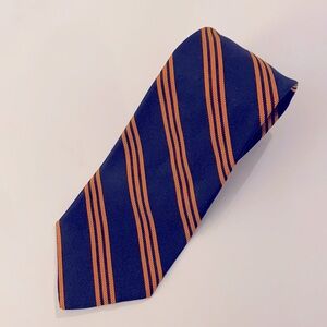 Breuer Silk Orange Blue Stripe Tie Handmade